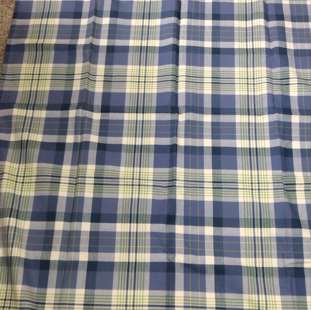 Set Of 2 Blue Plaid With Valance Curtains